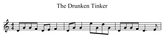 The Drunken Tinker - staff notation