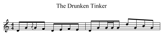 The Drunken Tinker - staff notation