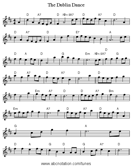 The Dublin Dance - staff notation
