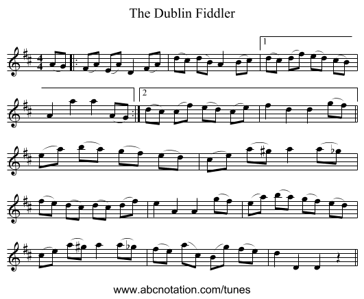 The Dublin Fiddler - staff notation
