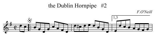 the Dublin Hornpipe   #2 - staff notation