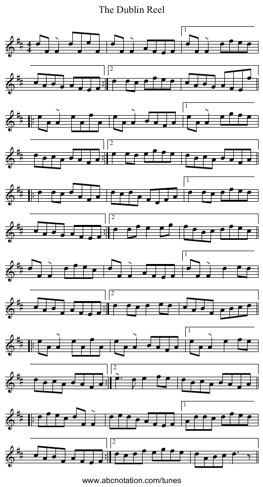 The Dublin Reel - staff notation