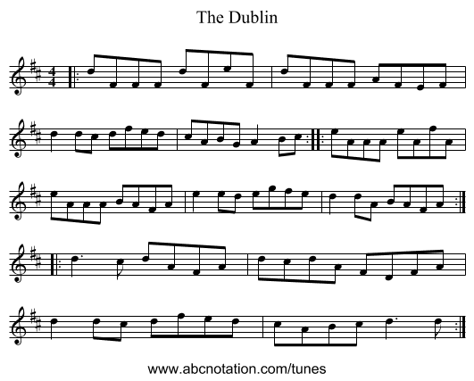 The Dublin - staff notation