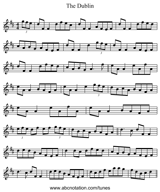 The Dublin - staff notation