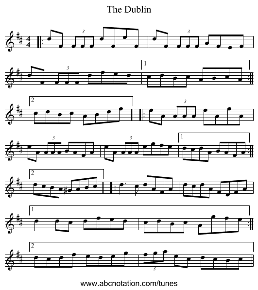 The Dublin - staff notation
