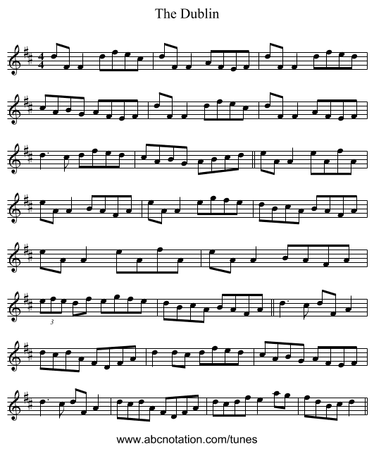 The Dublin - staff notation