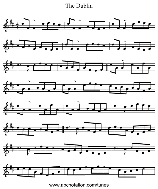 The Dublin - staff notation