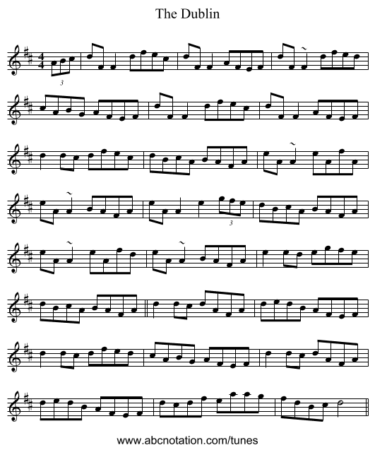 The Dublin - staff notation