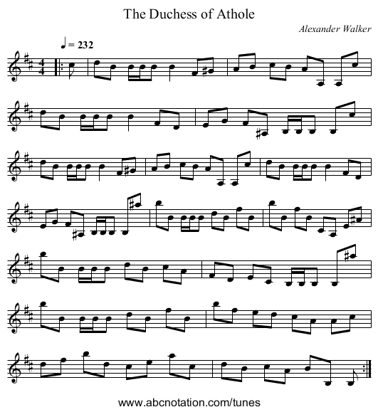 The Duchess of Athole - staff notation