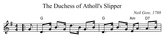 The Duchess of Atholl's Slipper - staff notation