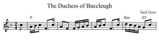 The Duchess of Buccleugh - staff notation