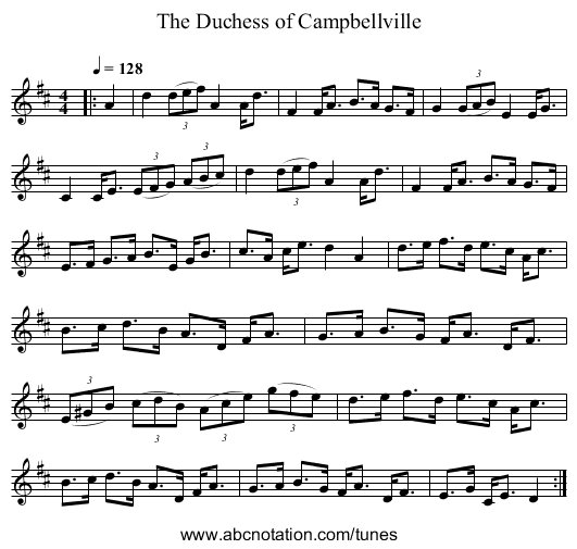 The Duchess of Campbellville - staff notation