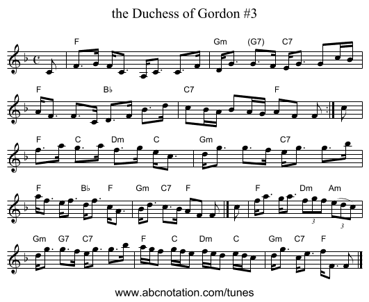 the Duchess of Gordon #3 - staff notation