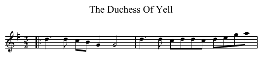 The Duchess Of Yell - staff notation