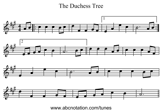 The Duchess Tree - staff notation