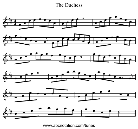 The Duchess - staff notation