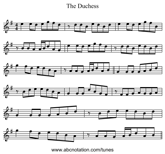 The Duchess - staff notation