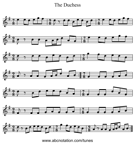 The Duchess - staff notation