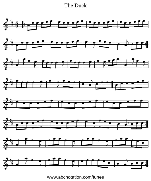 The Duck - staff notation