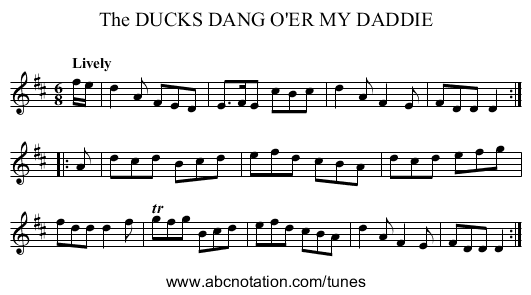 The DUCKS DANG O'ER MY DADDIE - staff notation