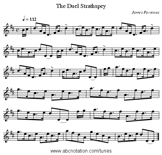 The Duel Strathspey - staff notation