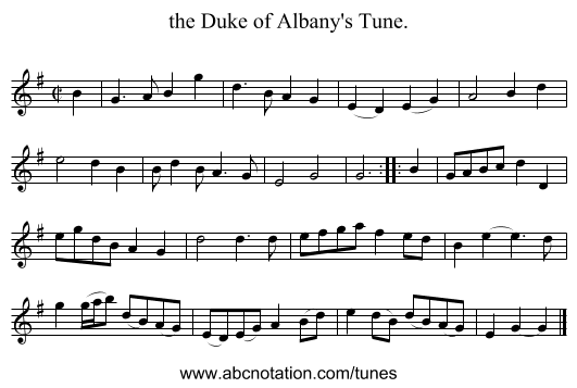 the Duke of Albany's Tune. - staff notation