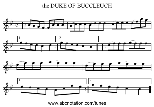 the DUKE OF BUCCLEUCH - staff notation