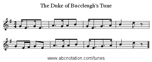 The Duke of Buccleugh's Tune - staff notation