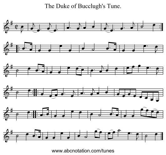The Duke of Bucclugh's Tune. - staff notation