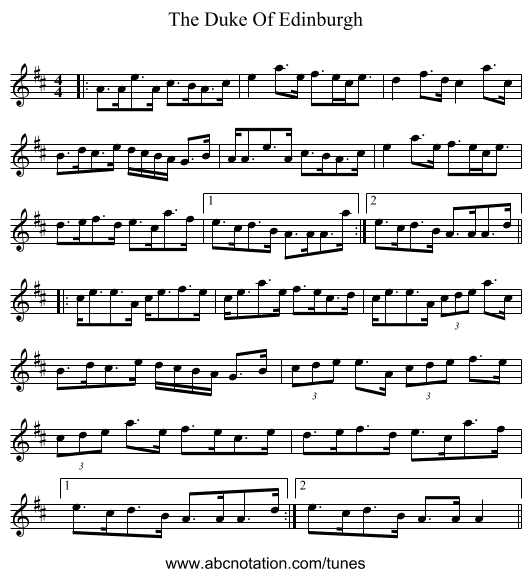 The Duke Of Edinburgh - staff notation