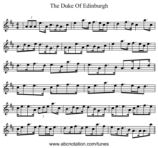 The Duke Of Edinburgh - staff notation