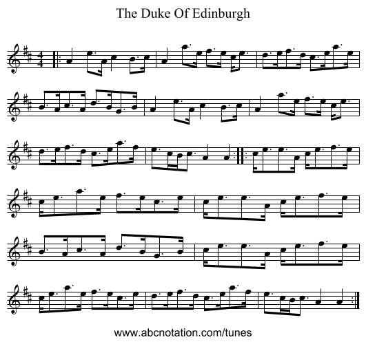 The Duke Of Edinburgh - staff notation