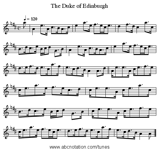 The Duke of Edinburgh - staff notation