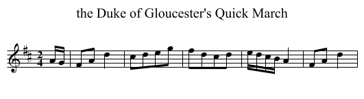 the Duke of Gloucester's Quick March - staff notation