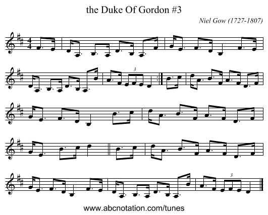 the Duke Of Gordon #3 - staff notation