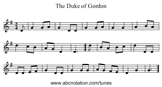 The Duke of Gordon - staff notation