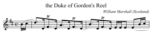 the Duke of Gordon's Reel - staff notation