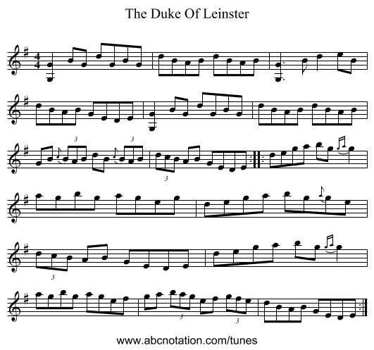 The Duke Of Leinster - staff notation