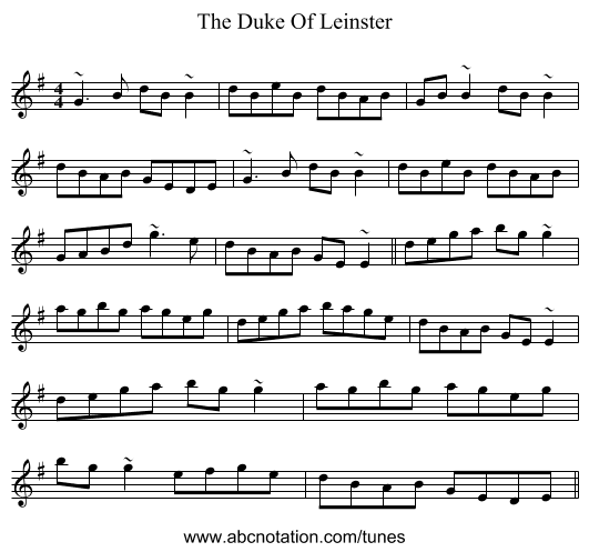 The Duke Of Leinster - staff notation