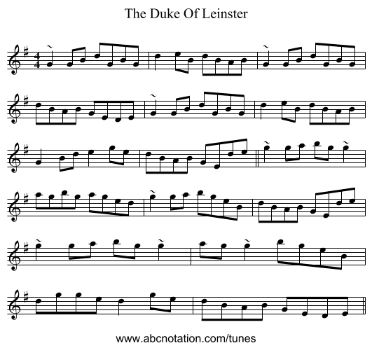 The Duke Of Leinster - staff notation