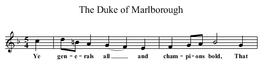 The Duke of Marlborough - staff notation