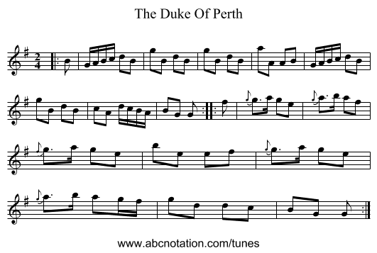 The Duke Of Perth - staff notation