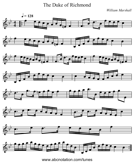 The Duke of Richmond - staff notation
