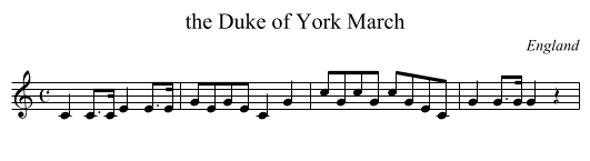 the Duke of York March - staff notation