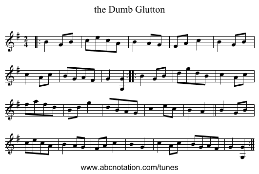 the Dumb Glutton - staff notation
