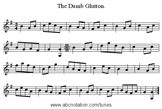 The Dumb Glutton. - staff notation