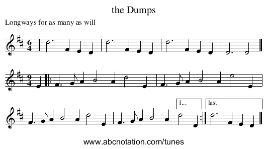 the Dumps - staff notation