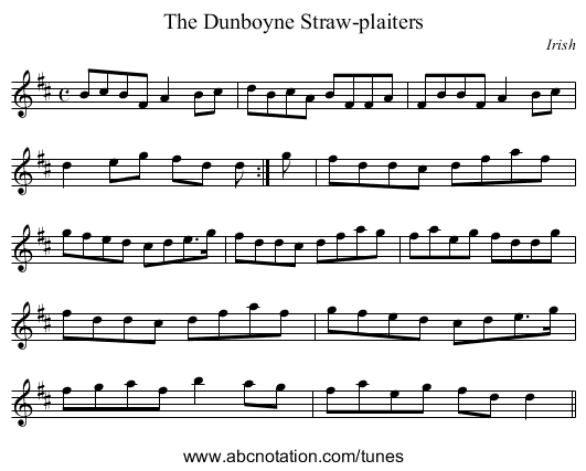 The Dunboyne Straw-plaiters - staff notation