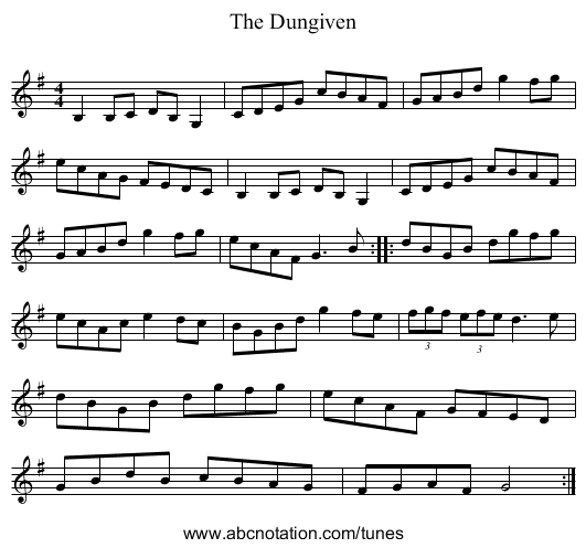 The Dungiven - staff notation