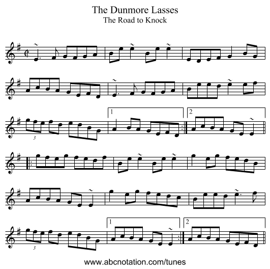 The Dunmore Lasses - staff notation